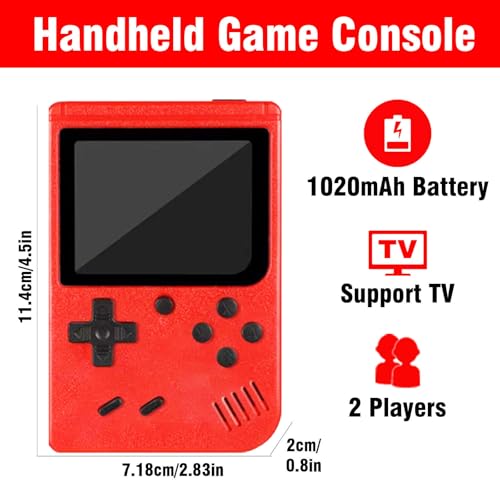Handheld Game Console for Kids, Retro Gaming Console with Gamepad for 2 Players, Built-in 500 Classic Games, 3.0" LCD Screen, Portable Game Console with Rechargeable Battery, TV Connecting(Pink)