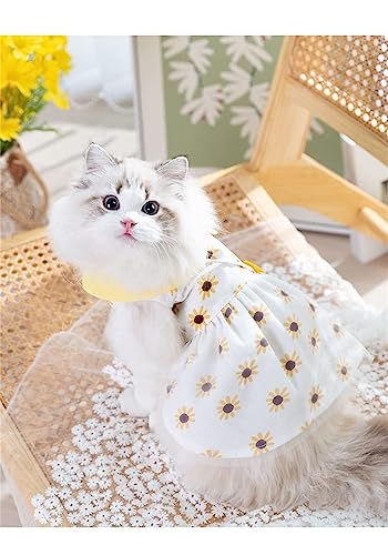 Dog Dresses For Large Dogs Girl Dog Sunflower Dress Dog Summer Dress Cat Dress Outfits Soft Breathable Dog Outfits And Dog Clothes For Puppy Lightweight Small Dog Dresses Female Pet Dresses #TOP1