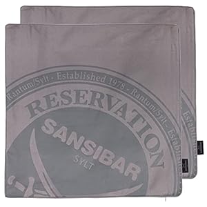 Sansibar Kissen 2er Set Bezug Grau ca.45×45 cm Reservation Dekokissen 100% Baumwolle Sofakissen