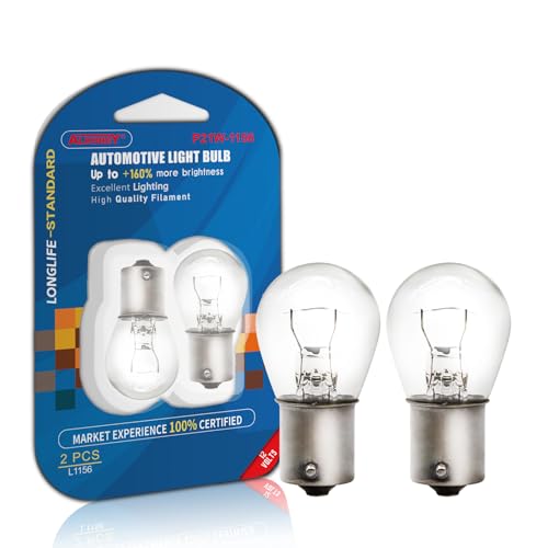 ALKOREY 1156 P21w Light Bulbs,Automotive Brake Light Replacement for Cars,2700K Taillight Turn Signal Light,Stop and Tail Lights,12V 21W Ba15s,2 Pack