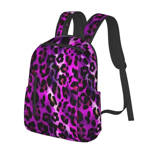 Vintage Backpack Travel Laptop Backpack for Women & Men College Backpack (Watercolor Purple Tie Dye Leopard Cheetah Print)2
