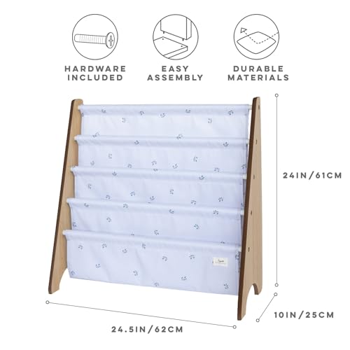 3 Sprouts Kinder Bücherregal aus Holz – Montessori Regal für Kinderzimmer - Heidelbeere Nebel