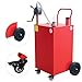 45 Gallon Fuel Caddy, Gas Storage Tank On 4 Wheels With Manual Transfer Pump, Gasoline Diesel Fuel Container for Cars, Lawn Mowers, ATVs, Boats, Red