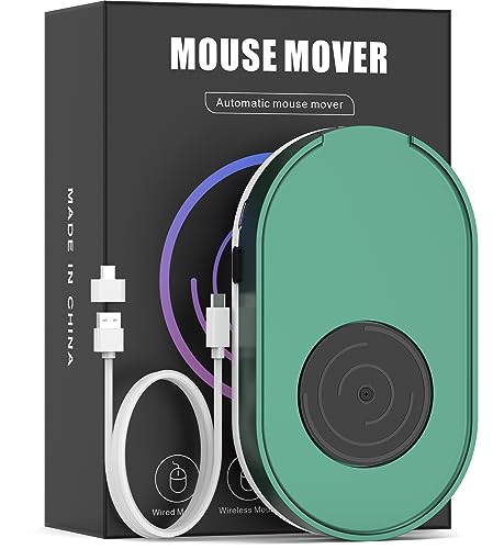 Jerryrun Mouse Jiggler, Undetectable Mouse Mover Device Wiggler Shaker with Drive Free USB Cable and USB C to USB Adapter, Physical Automatically Mouse Movement, Keep PC Screen Active, Green
