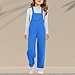 Girls Cotton Overalls Straight Leg Jumpsuit Summer Fashion Sleeveless Romper Solid Color (Blue, 18-24 Months)