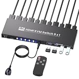 4K@60Hz HDMI KVM Switch 1 Monitor 5 Computers, USB 3.0 5 Port KVM Switch for Controlling 5 Computers with 1 Set of Keyboard, Mouse and 1 Monitor