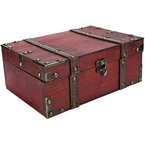 XBSXP Decorative Treasure Box, Vintage Wooden Storage Box, Decorative Treasure Jewelry Chest for Home Books Jewelry(6282-2301) Cover