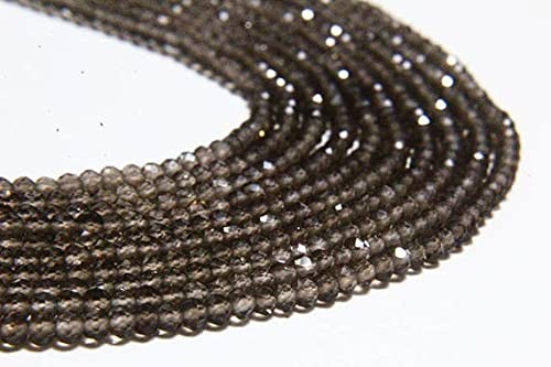 Rondelles de quartz fumé 2.3mm facettées micro cut en pierres naturelles