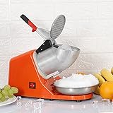 Saicool Shaved Ice Machine, Electric Ice Crusher Shaver,Stainless Steel Snow Cone Maker for Home and Commercial Use 143 lbs/hr, Orange