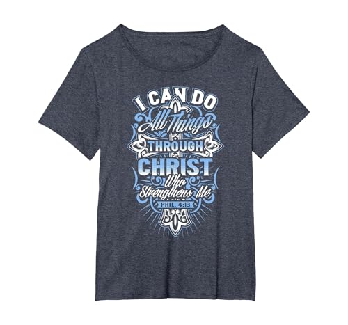 Best Philippians 4:13 Design - I Can do All Things! T-Shirt, Women's Plus, Heather Blue, 4X