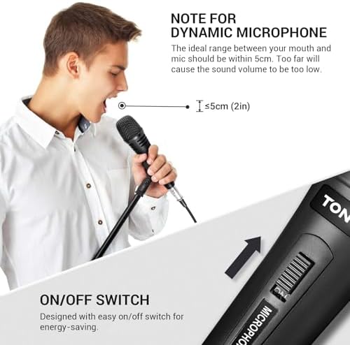 TONOR Dynamic Karaoke Microphone for Singing with 16.4ft/ 5M XLR Cable, Metal Handheld Mic Compatible with Karaoke Machine/Speaker/Amp/Mixer for Karaoke Singing, Speech, Wedding and Outdoor Activity - View 7