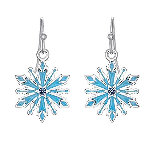 Disney Frozen 2 Silver Plated Blue Crystal Snowflake Dangle Earrings, Jewelry Accessories For Girls And Kids #TOP11