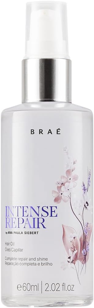 Óleo Para Cabelo Braé Intense Repair 60ml - Sérum Capilar Reparador de Pontas - Brilho Espelhado e Controle de Frizz - Toque Seco e Leve