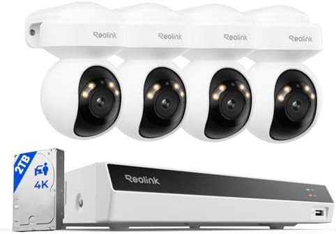 Reolink 4K PoE Überwachungskamera Set, Auto-Tracking, 355° Pan 50° Tilt | RLK8-800PT4, 8MP PoE Kamera Person-/Fahrzeug-/Tiererkennung, 8-Kanal NVR mit 2TB HDD, 24/7 Aufzeichnung, f