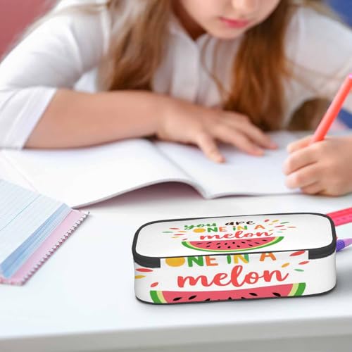 Image of Watermelon Pencil Case You Are One In A Melon Sweet Summer Fruit Pencil Bag Pen Markers Pouch Holder Organizer for Boy Girl School Students