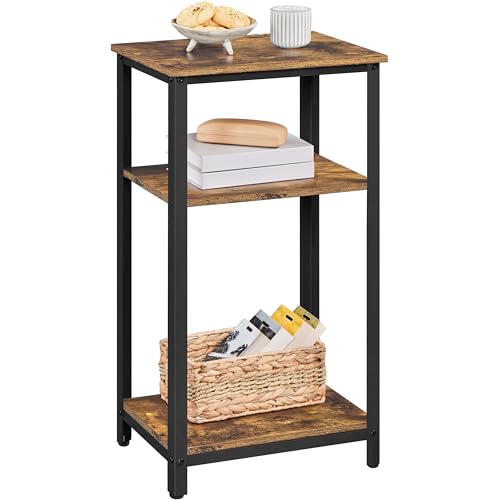 Yaheetech Large 3-Tier Tall End Table, 30 Inches High Side Table with Wooden Shelves & Strong Metal Frame for Living Room Small Space, 12 x 16 x 29.5 inches,Rustic Brown by Yaheetech - Used condition - US$22.99