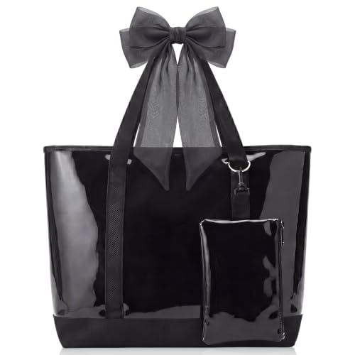 Hsei 2 Pcs Bow Tote Bag with Phone Pouch Waterproof PVC Jelly Bag with Zipper Top for Women Work Beach Shopping by Hsei - Used condition - US$19.74
