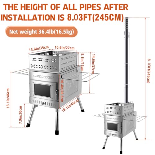 CHANGEMOORE Outdoor Medium Sauna Hot Tent Stove with Pipe, Anti scalding Roll Cloth, No Openable Top - Image 5