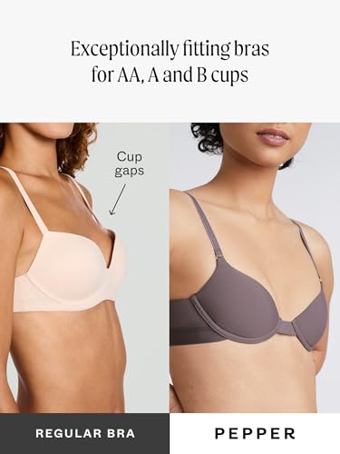 Image of Pepper T-Shirt Bra | Demi T-Shirt Bras for Women with Small Chests, J-Hook, Racerback Style w /Lightly Lined Cups, (30A-40B)