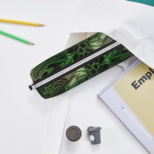 TOMPPY Trousse à crayons en cuir imprimée paon - Portable - Organiseur de papeterie - Trousse de maquillage avec fermeture éclair, Motif serpent/vert, Taille unique, Trousse de maquillage – vue 8