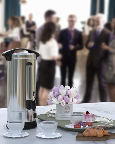 GarveeHome 110 Cups Coffee Urn,16L/4.2 Gallon Double Wall Commerical Coffee Maker for Buffet Catering Wedding Gathering,Large Capacity Hot Coffee Dispenser,Stainless Steel Hot Water Urn