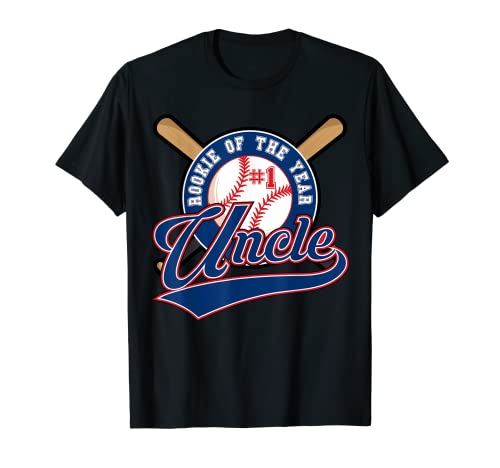 Uomo Zio Rookie of Year 1 ° compleanno Baseball Theme Matching Maglietta