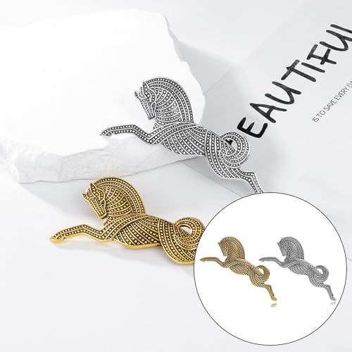 Allthingstore Grande broche vintage en forme de cheval en ton or antique pour femmes et hommes, accessoire de bijoux pour tous les jours et événements spéciaux, Zinc – vue 6