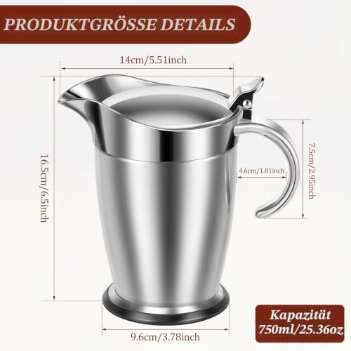 Foto von BAODBF Thermo Sauciere 750 ml Edelstahl Doppelwandig Soßenkännchen