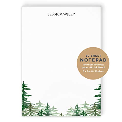 FOREST NOTEPAD - Personalized Woods Pine Tree Mountain Outdoor Stationery/Stationary Tree Nature 5x7 or 8x10 Note Pad