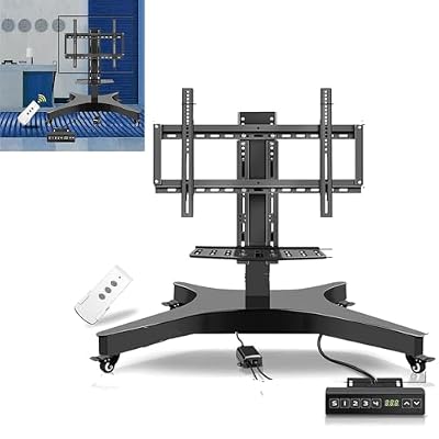 Motorized TV Mount with Wheels for 32-75 inch TVs, Electric Lifting TV Stand with Remote Control, Height Adjustable, Easy Installation, Supports up to 60 kg