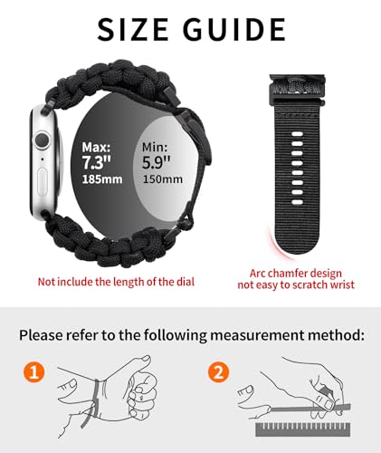 BINLUN Pasek kompatybilny z Apple Watch Paracord 550, 49 mm, styl wojskowy, sportowy pasek nylonowy, wytrzymały pasek zastępczy do iWatch Ultra/Ultra 2 mężczyźni kobiety (pomarańczowy)