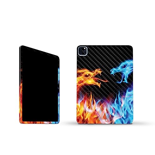 Image of MightySkins Carbon Fiber Skin Compatible with Apple iPad Pro 11 inch M2 4th Gen (2022) Full Wrap Kit - Dueling Dragons | Protective, Durable Textured Carbon Fiber Finish | Easy to Apply | Made in The USA