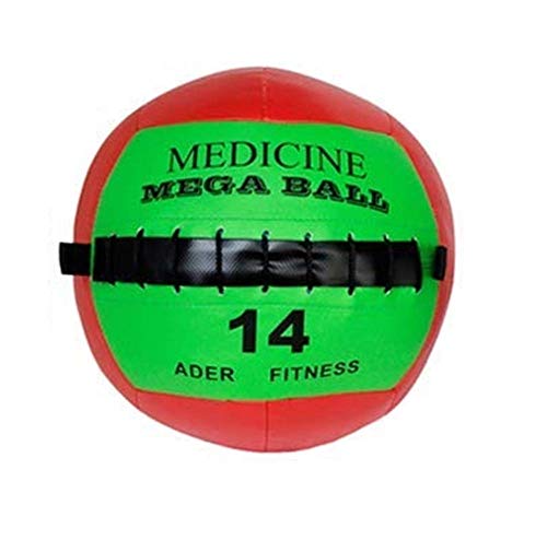 Ader soft mega medicine ball at 14 lb — the softer alternative to the PVC shells in this comparison