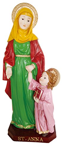 St Anna Statue Saint Anna Sculpture Santo Ana Estatua Holy Figurine Religious Decorative Statue Anna with Child Statue Religious Gift(8 Inch)