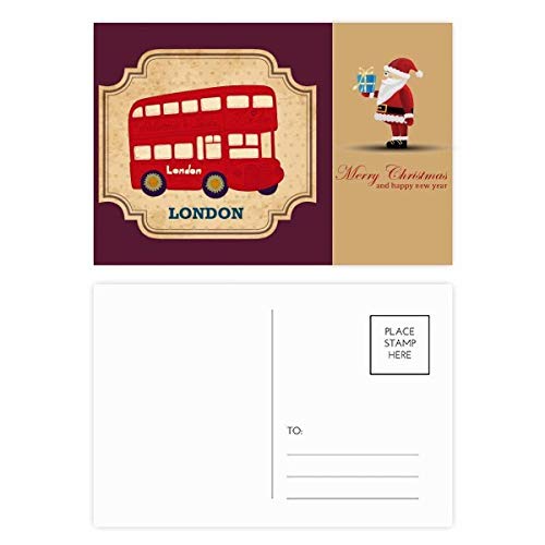 Tampons de bus de Londres et cartes postales Père Noël pour activités créatives (Lot de 20)
