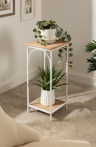 Kate And Laurel Anthea Wood And Metal End Table, 12X12X26, Rustic Brown/White #TOP1