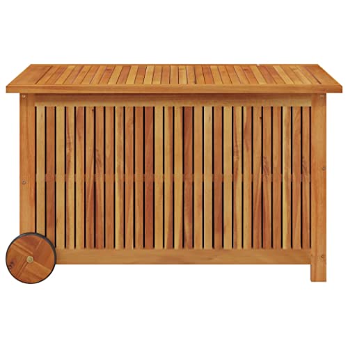 Boîtes de rangement d'extérieur en bois avec roulettes, boîte de rangement pour coussins, boîte à outils pour piscine, garage, plage de sable – 90 x 50 cm
