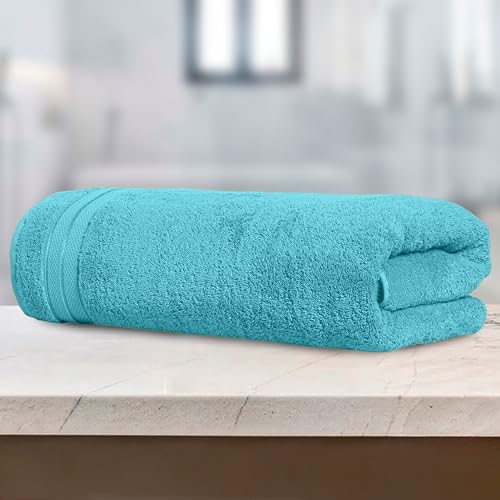 Image of Elegant Comfort Three Line Popcorn Towel Set for Bathroom 35 x 70 inches, Premium Hotel Quality 1-Pack Jumbo Towels, 100% Turkish Cotton, Soft and Durable, Quick Dry and Highly Absorbent, Aqua