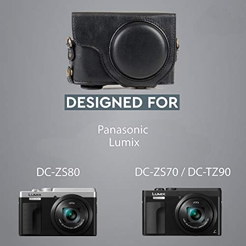 MegaGear Ever Ready Leather Camera Case compatible with Panasonic Lumix DC-TZ95, DC-TZ90