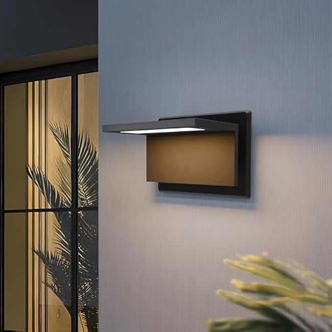 Modern Outdoor Wall Lights LED Integrated Wall Sconce Aluminum Porch Lights Exterior Wall Sconce Matte Black Outside Wall Mount Lights for Front Door House Garage 10W 680lm (Dark Grey)