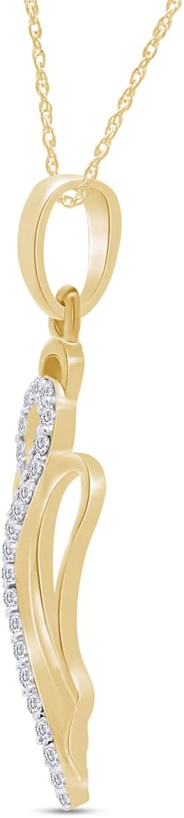 THE JEWEL ZONE White Cubic Zirconia Two Tone Angel Pendant Necklace in 14k Gold Over Sterling Silver