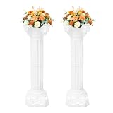 Mahugde 2Pcs Wedding Roman Column, White Elegant Roman Pillars Stand Wedding Event Decorative Columns Tall Wedding Centerpiece Stand for Wedding Party Celebration Decor