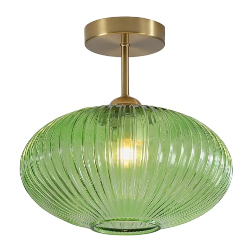 BOKT Modern Ceiling Light Green Glass Pendant Light Stairway Mid