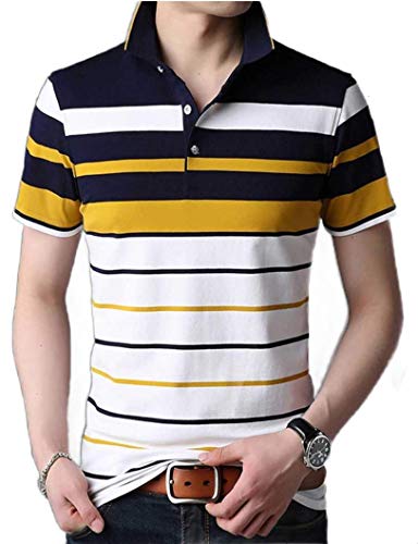 Image of EYEBOGLER Men's Striped Regular fit T-Shirt (T285HS White Darknavy Indigo Royal S) EYEBOGLERMenRegularT-Shirt (Pack of 2)