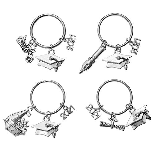 Preisvergleich Produktbild ABOOFAN 4pcs stilvolle Graduierung Bachelor Cap Schlüsselanhänger Geschenk Schlüsselring Tasche Tasche Anhänger Praktischer Geschenk- Schlüsselanhänger