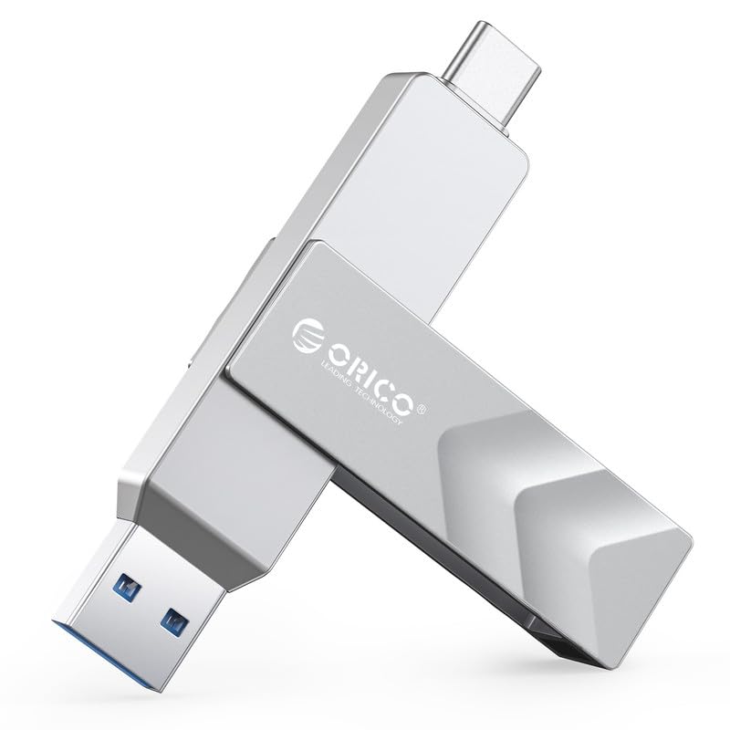 ORICO USB Stick 32GB USB 3.2 Gen 1 Typ A & USB-C Flash-Laufwerk mit Keyring 150MB/s Memory Stick OTG für Android Smartphones, iPhone 15/16/17, MacBook und iPad, Tablet, Plug & Play