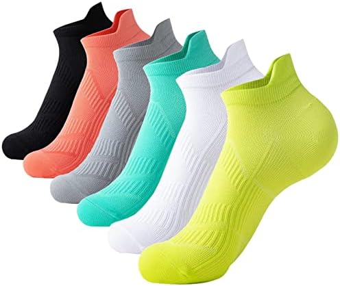 Tomily 6 Pairs Athletic Running Socks Soft Low Cut Ankle Compression Socks for Men Womens (Large, Mix Color(6 Pairs))