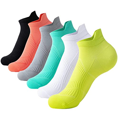 Tomily 6 Pairs Athletic Running Socks Soft Low Cut Ankle Compression Socks For Men Womens (Large, Mix Color(6 Pairs)) #TOP15
