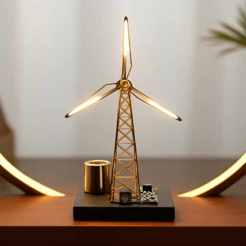 Image of Windmill Night Light Kit, Rotating Brass Wire Design, Industrial Atmosphere Decorative Lamp Ready Product for Your Desk.