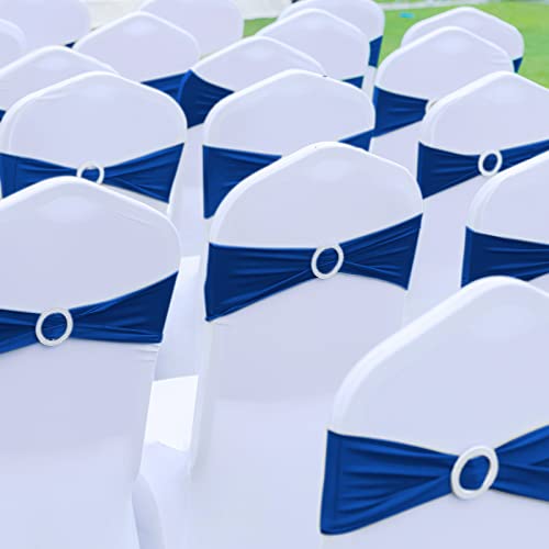 image for CHENGU 150 Pieces Spandex Stretch Chair Sashes Bows Elastic Chair Cove